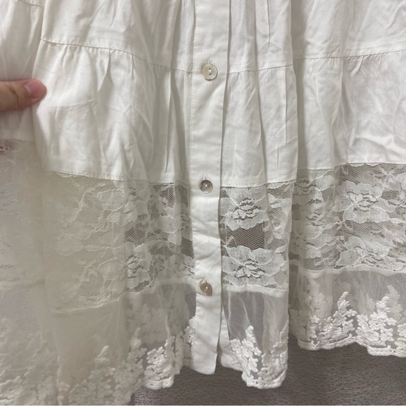 Roaman's Women’s White Lace Illusion Button-Up Tunica Top Size22 Costal Vacation - Picture 7 of 13